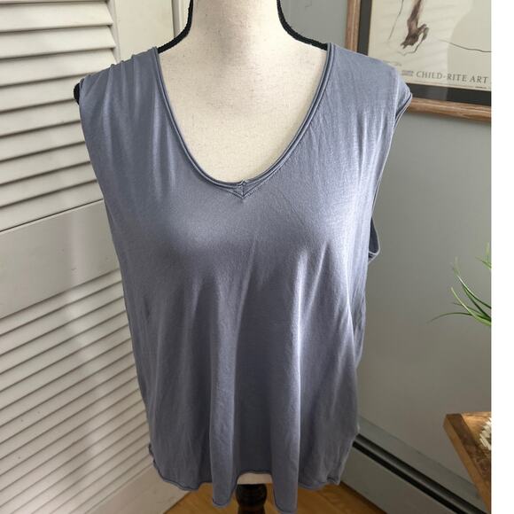 RAG BONE Womens Top Gray 100% Pima Cotton V-Neck. Tank Relaxed Minimalist SMALL - Picture 1 of 7